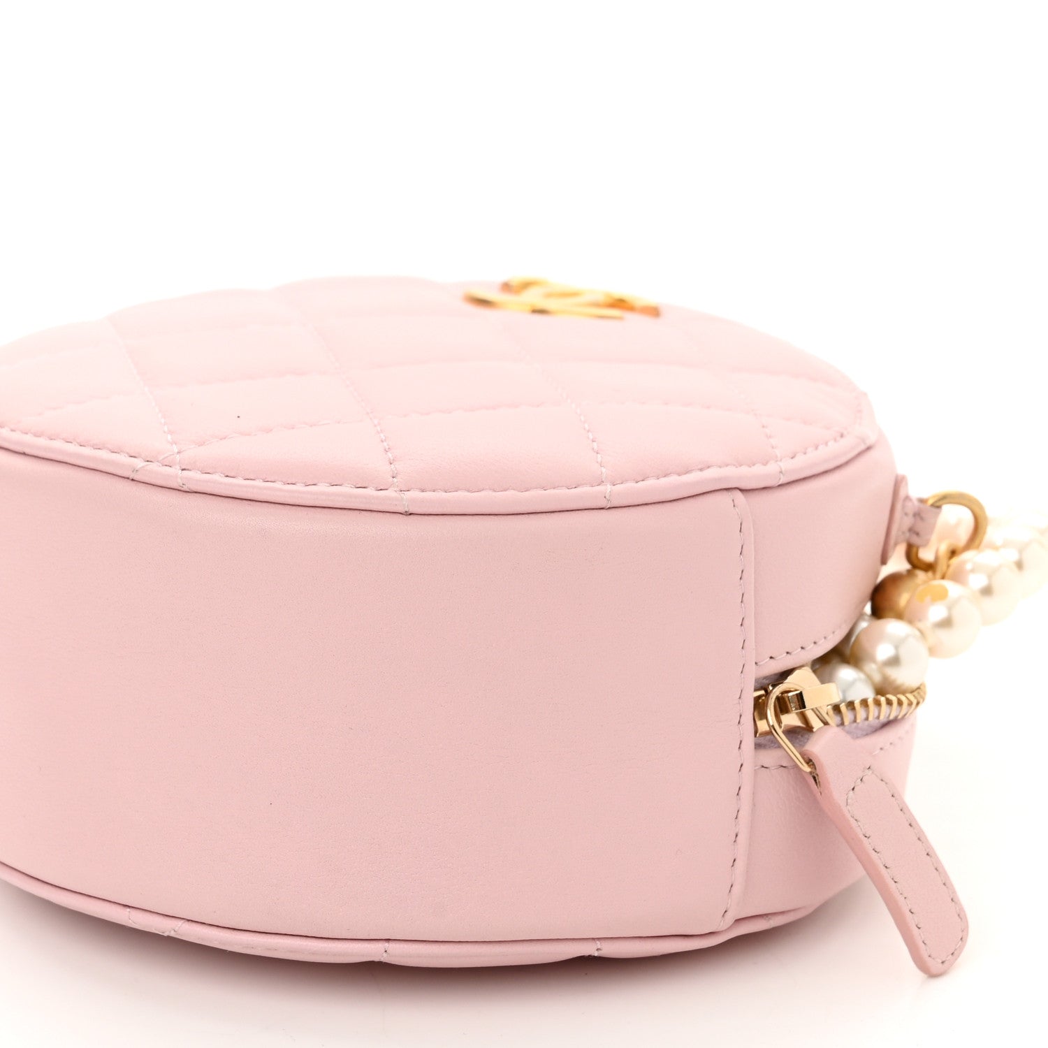 Chanel Calfskin Quilted Pearl Round Clutch With Chain Light Pink 10 of 11