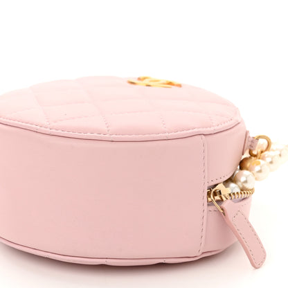 Chanel Calfskin Quilted Pearl Round Clutch With Chain Light Pink 10 of 11