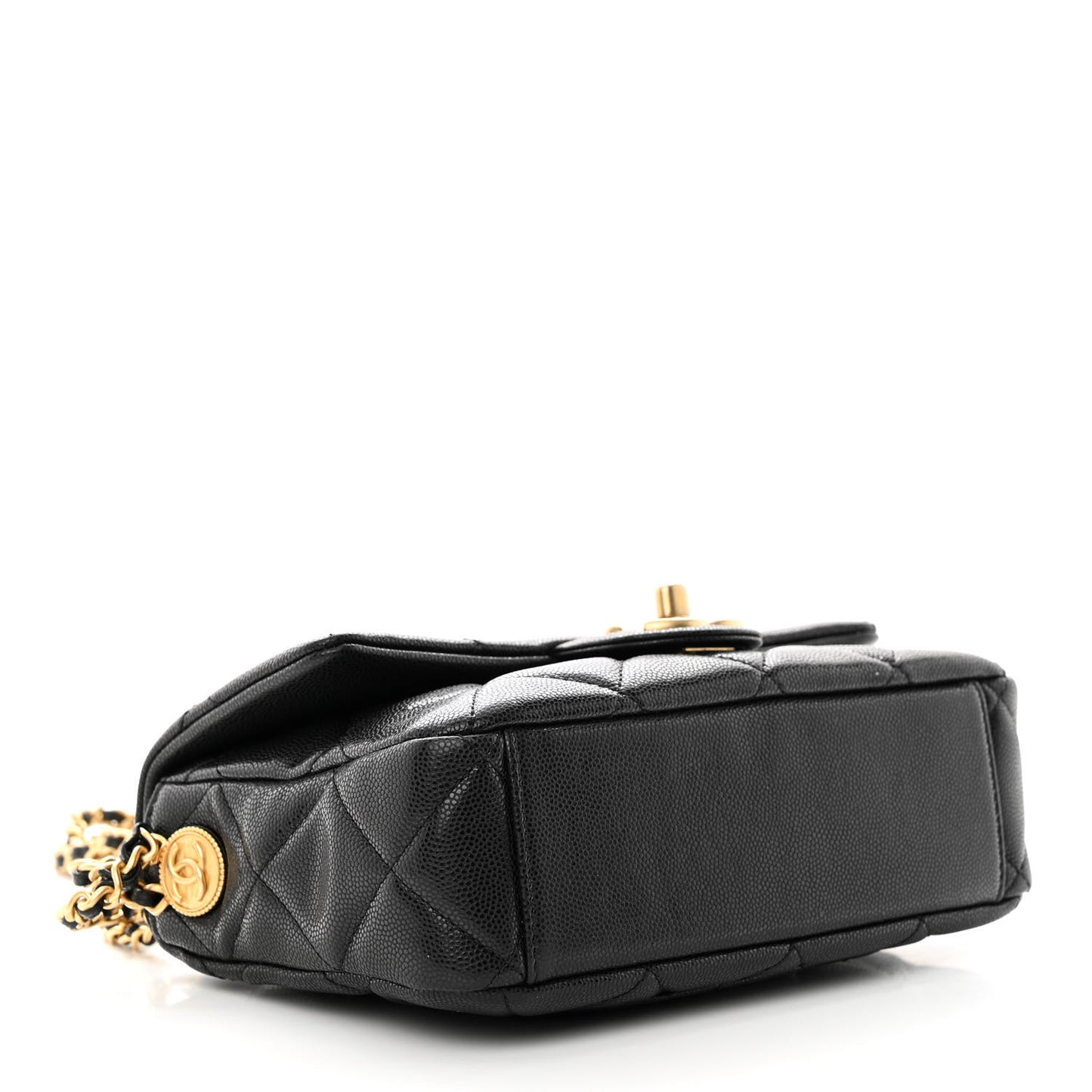 Caviar Quilted Small Twist Your Buttons Flap Black