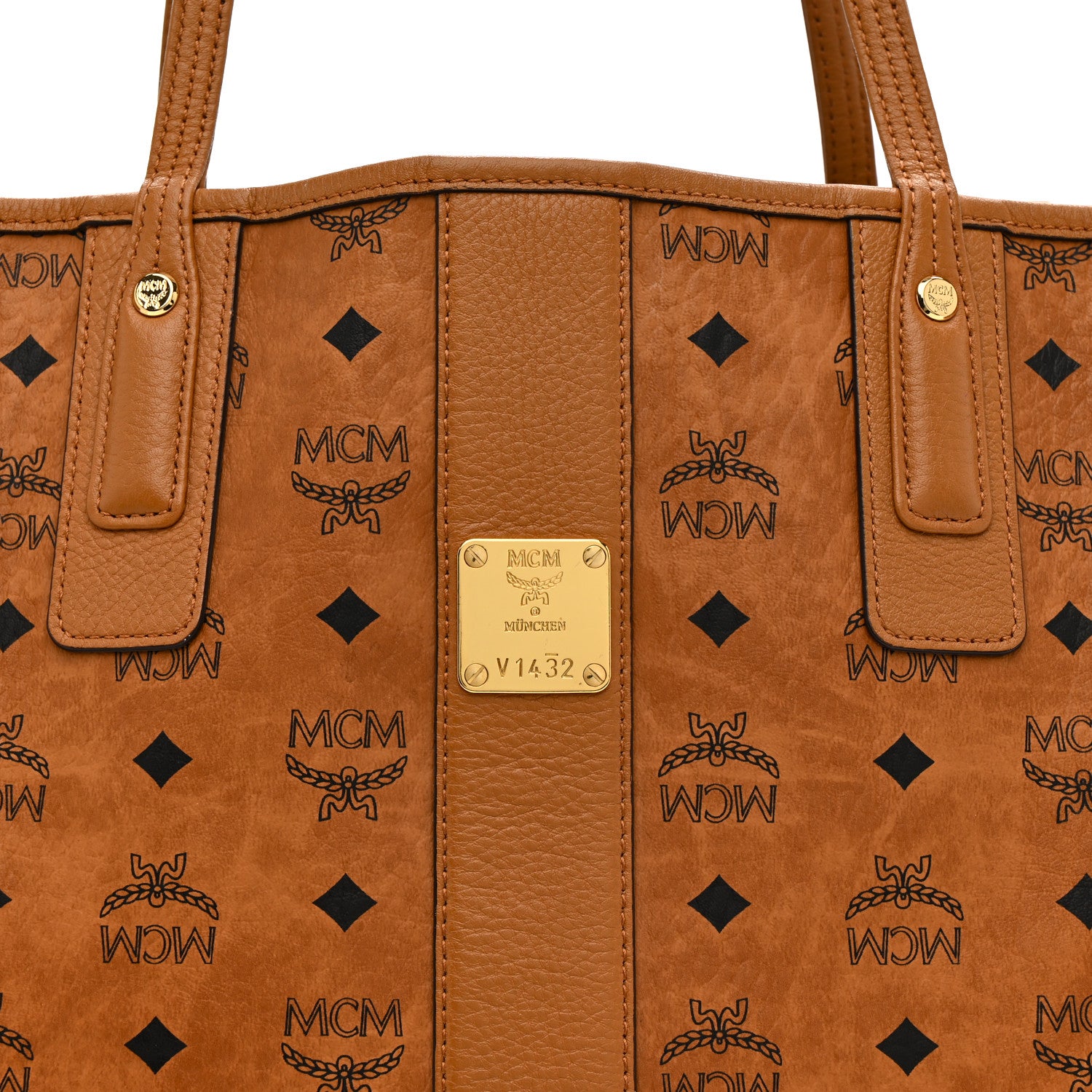 MCM Visetos Large Liz Reversible Shopper Tote Cognac 9 of 16