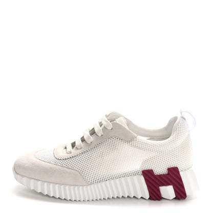 Hermes Air Mesh Suede Goatskin Bouncing Sneakers 37 White Orange Pink 1 of 9