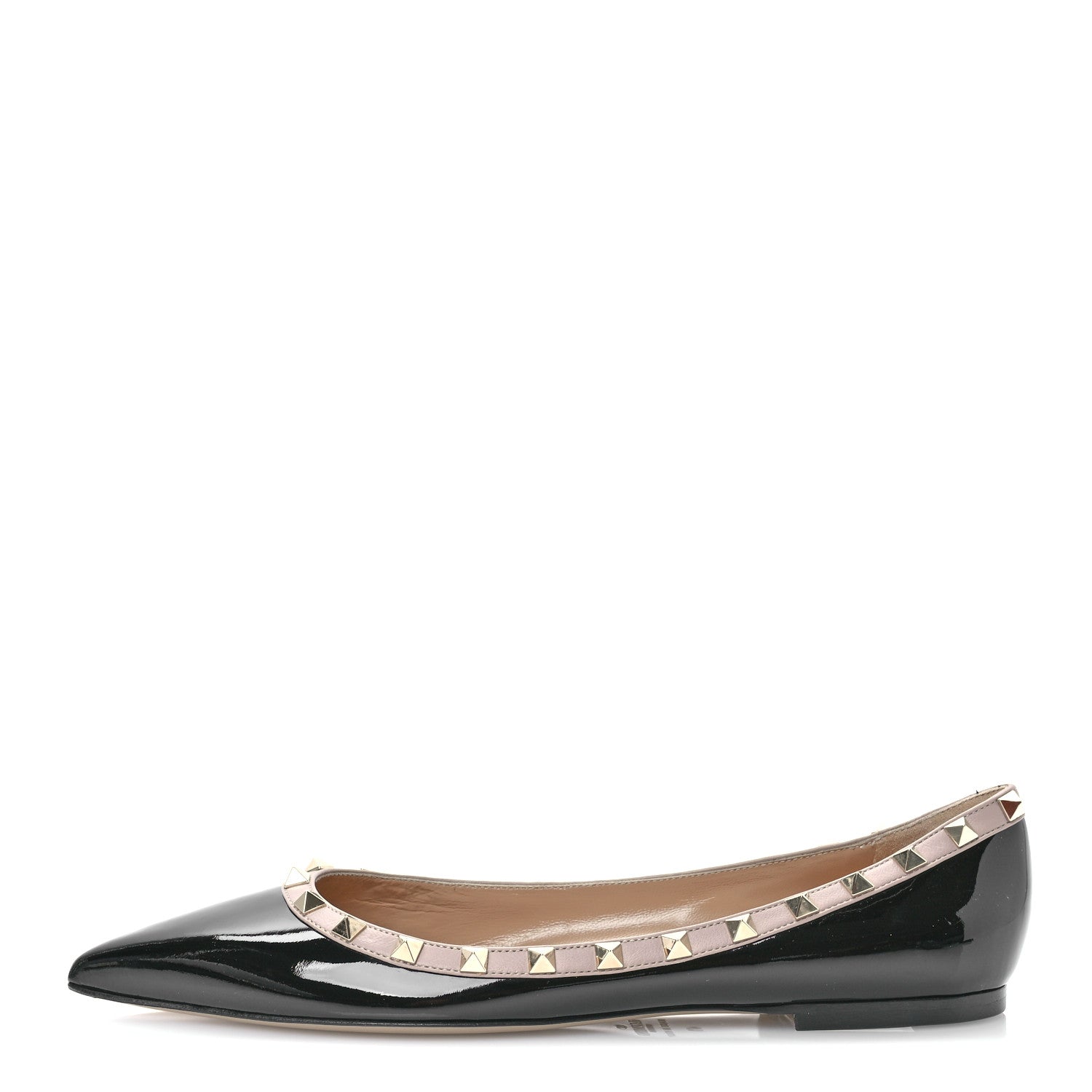 Valentino Garavani Patent Rockstud Ballerina Flats 41 Black Poudre 1 of 8