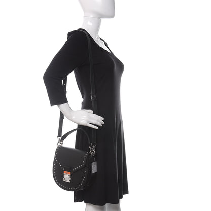 MCM Grained Calfskin Small Patricia Studded Crossbody Bag Black 2 of 9