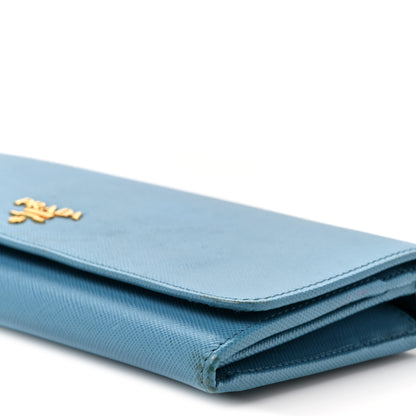 Prada Saffiano Metal Oro Chain Wallet Celeste 10 of 10