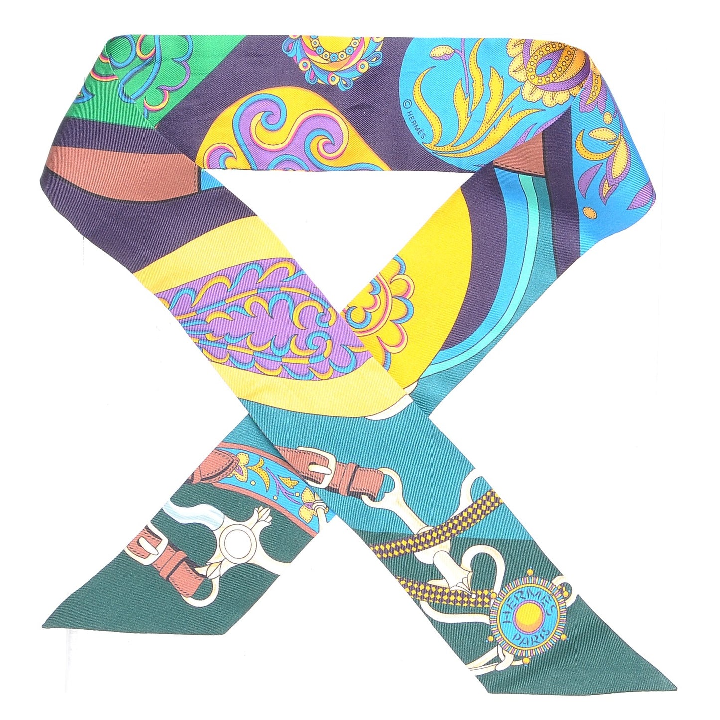 Silk Festival des Amazones Twilly Vert Bleu Soleil