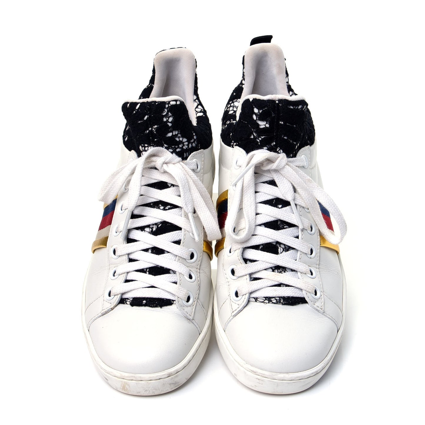 Calfskin Lace Ayers Sylvie Web Womens New Ace High Top Sneakers 35 White