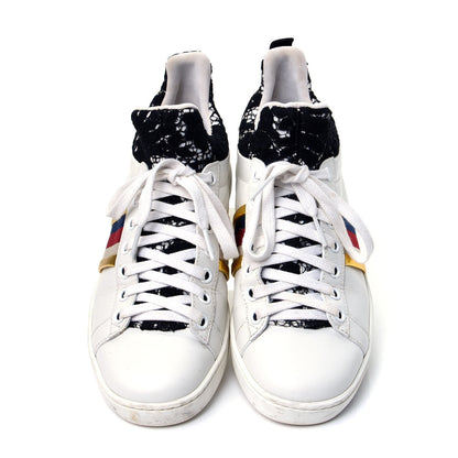 Gucci Calfskin Lace Ayers Sylvie Web Womens New Ace High Top Sneakers 35 White 5 of 10