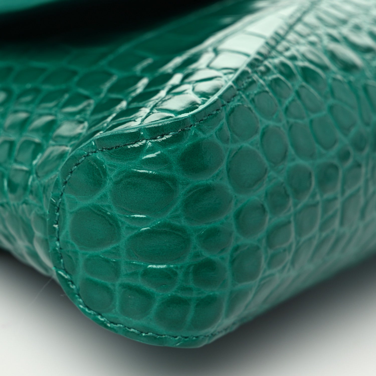 Balenciaga Shiny Super Supple Calfskin Crocodile Embossed Small XX Flap Stretch Bag Jade 6 of 7
