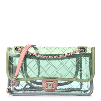 Chanel Lambskin PVC Quilted Medium Coco Splash Flap Blue Green 1 of 10