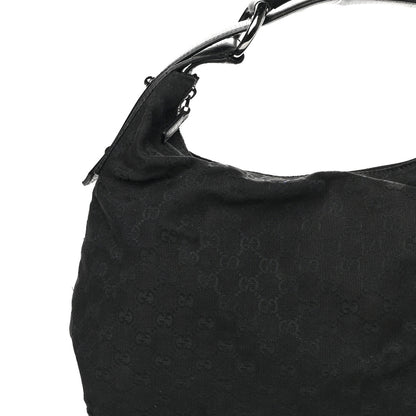 Gucci Monogram Medium Horsebit Chain Hobo Black 8 of 15