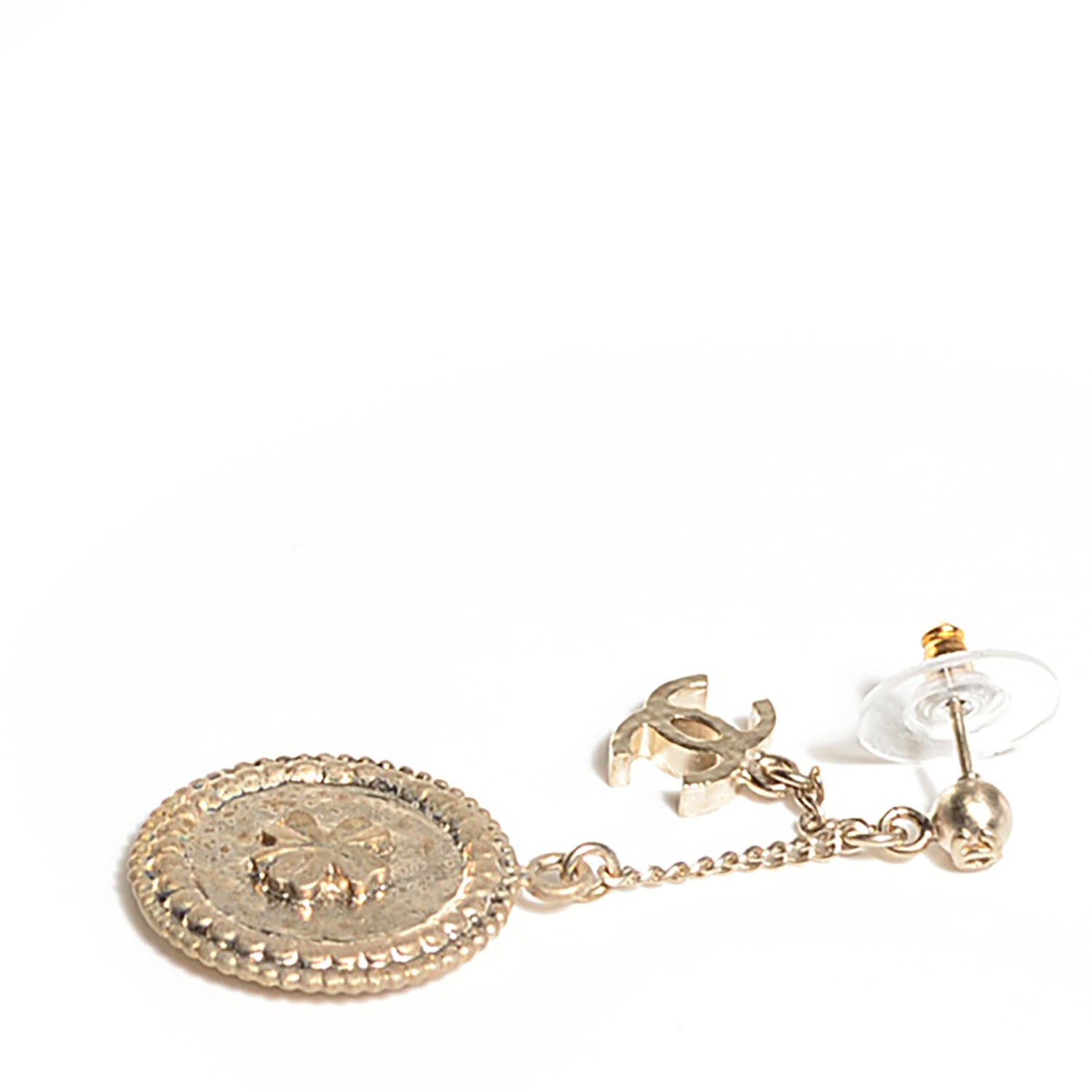 Chanel Hammered CC Dangle Earrings Gold 3 of 4