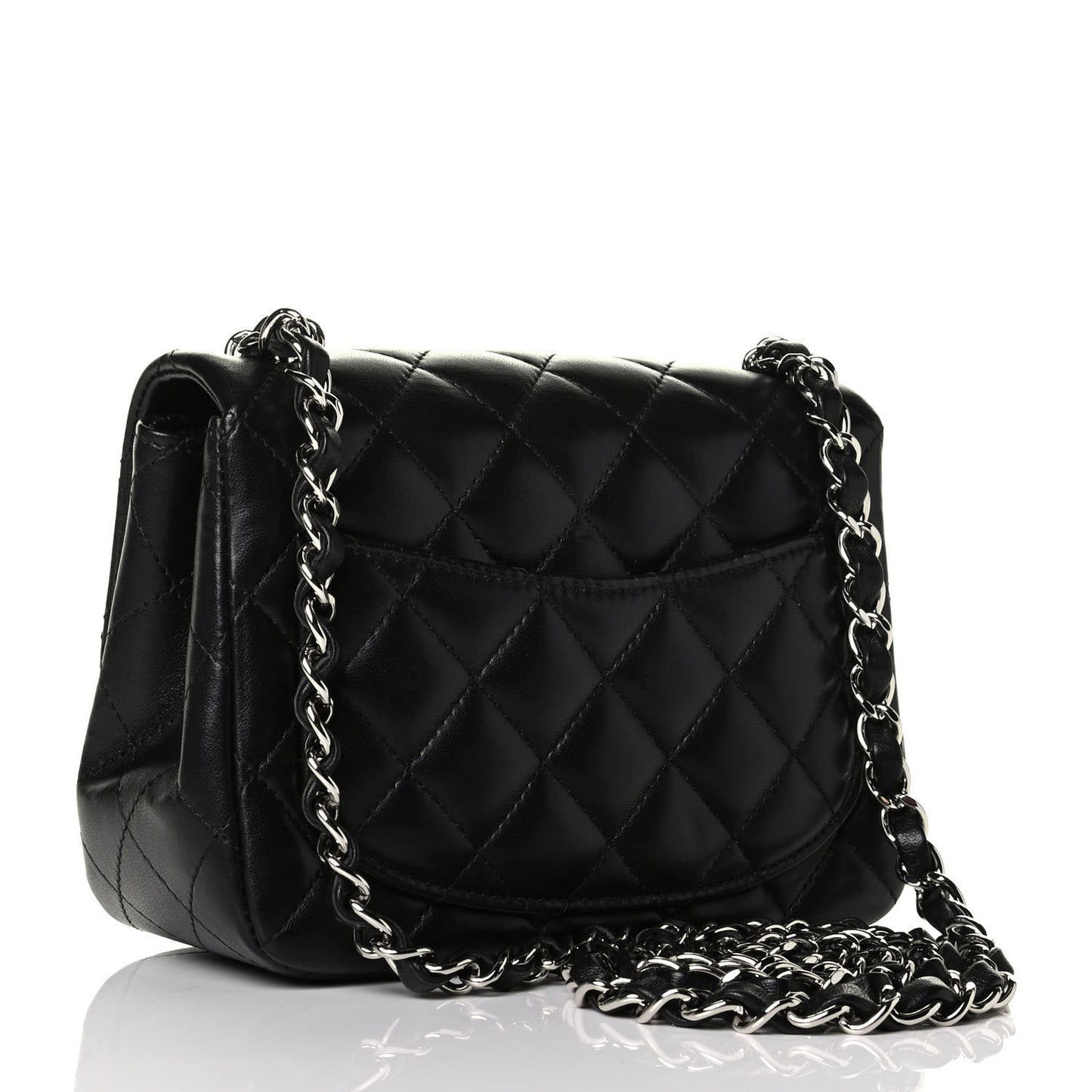 Lambskin Quilted Mini Square Flap Black