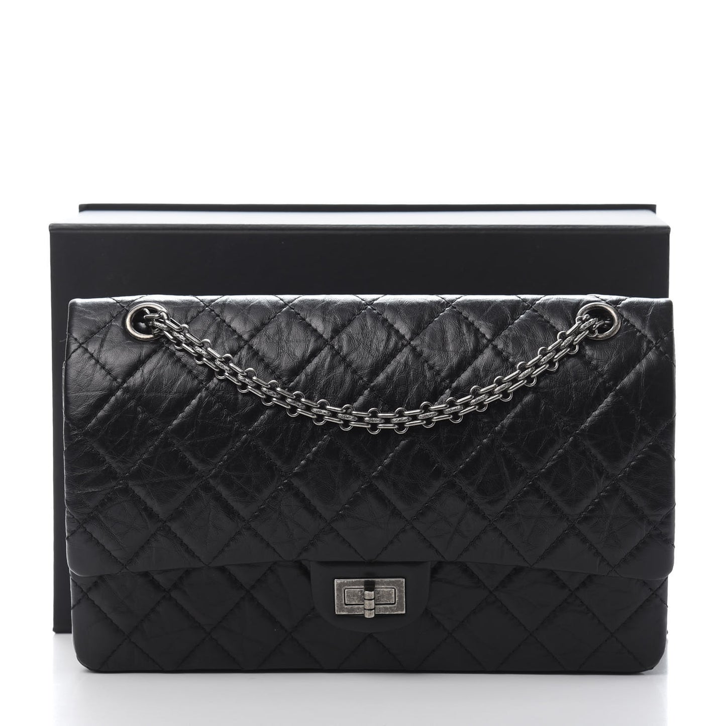Aged Calfskin Quilted 2.55 Reissue 226 Flap Black