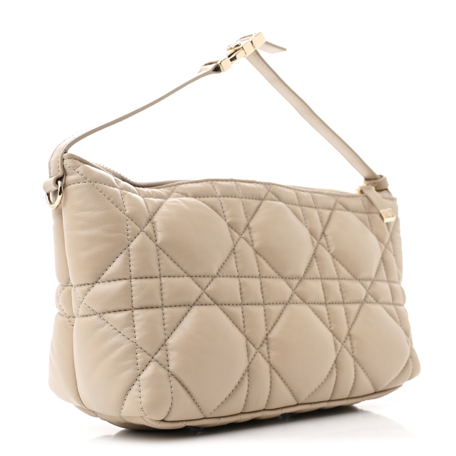 Christian Dior Calfskin Macrocannage Medium Diortravel Nomad Pouch Sand 3 of 10
