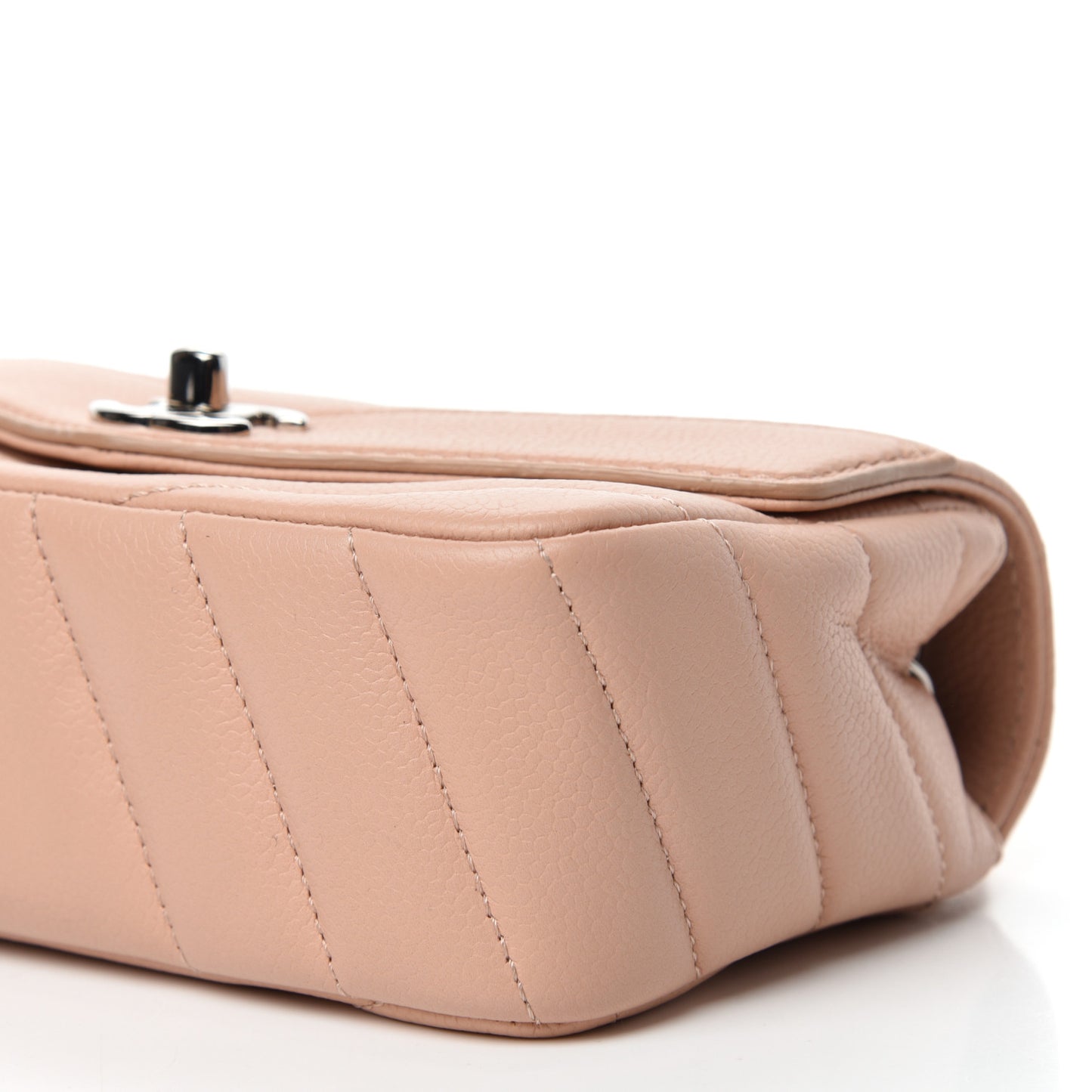 Caviar Chevron Quilted Small Single Flap Light Pink