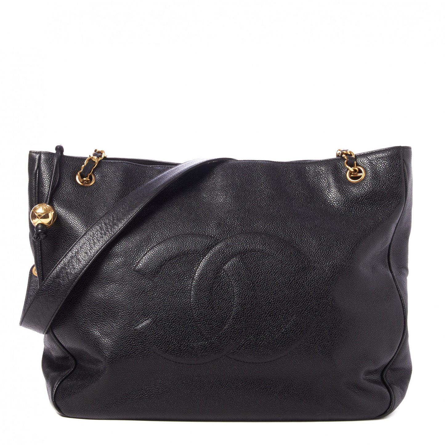 Caviar Large CC Shoulder Bag Black