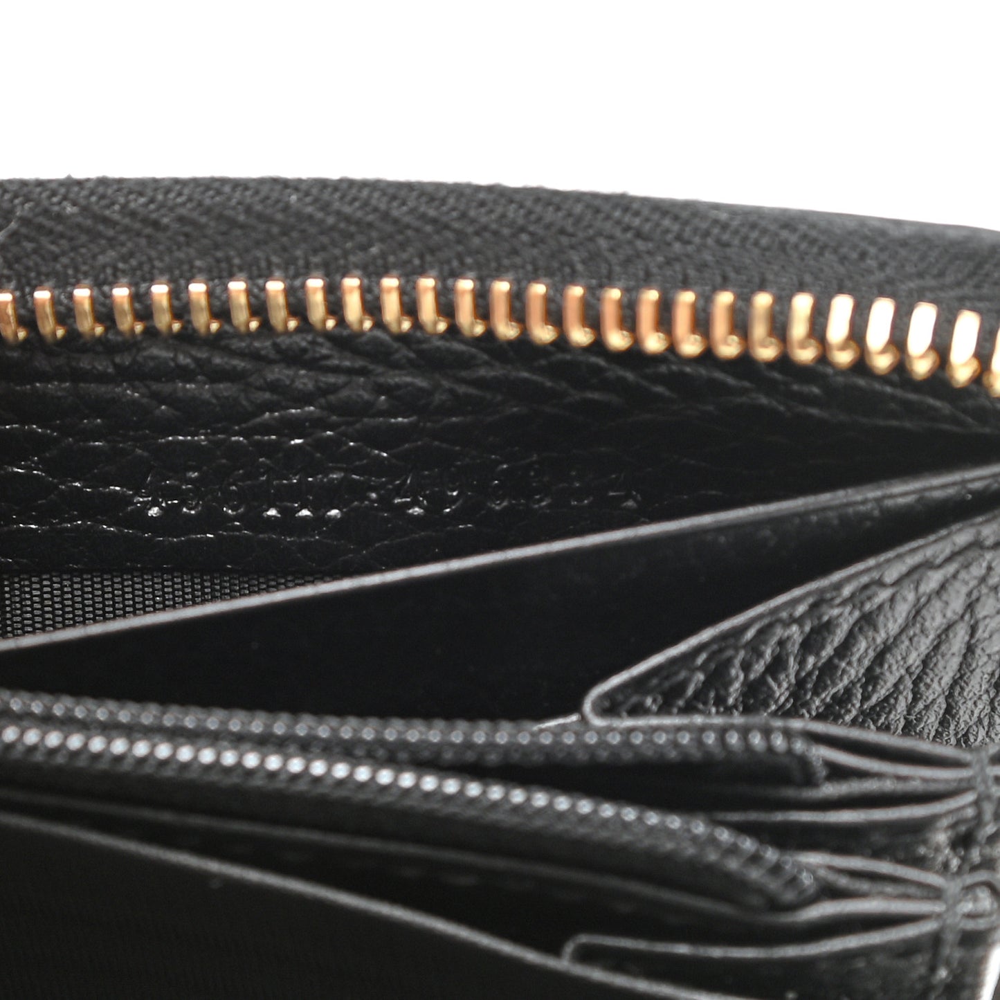 Dollar Calfskin GG Supreme Monogram GG Marmont Zip Around Wallet Black Beige Ebony