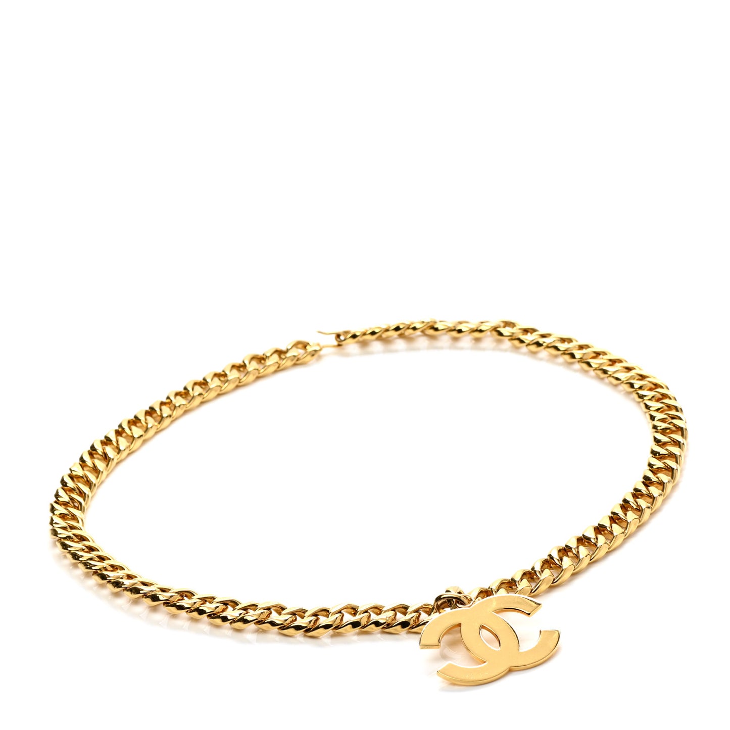 Metal Chain CC Medallion Belt Gold