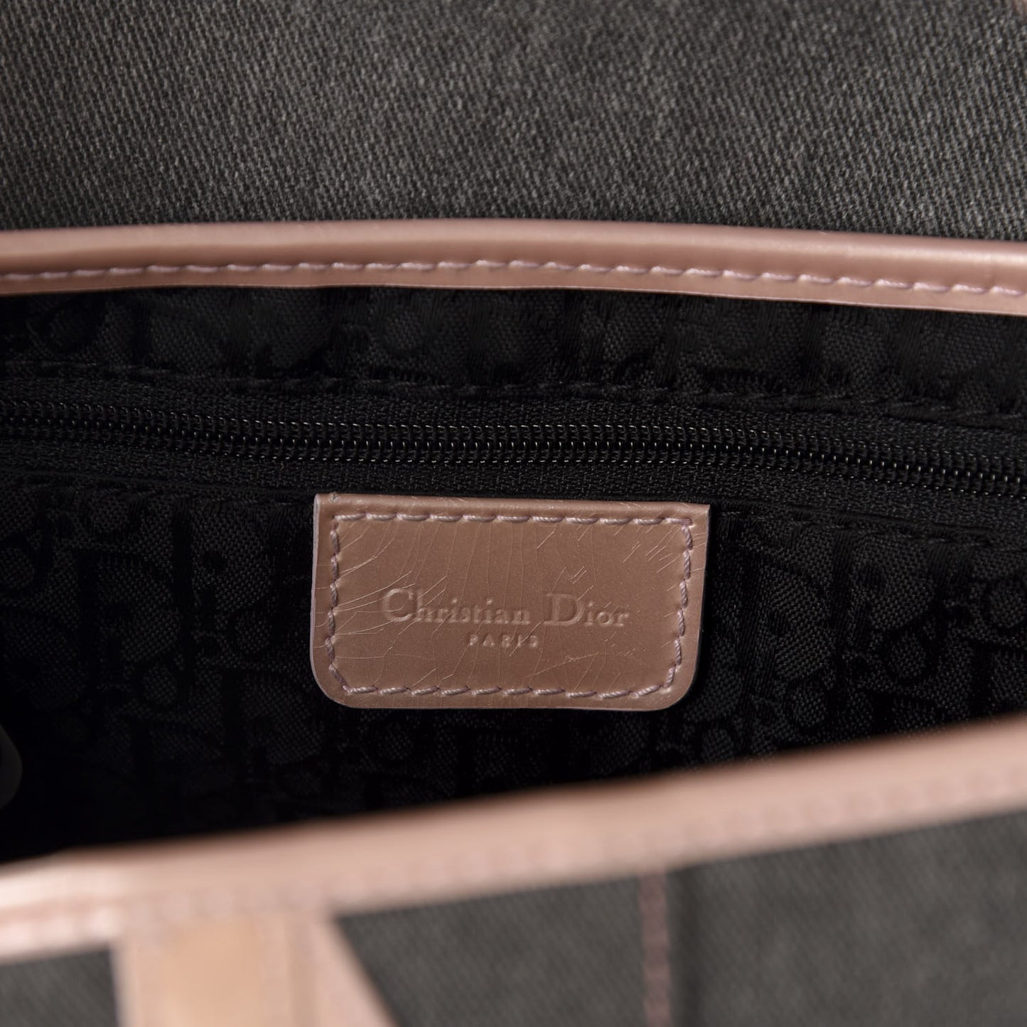 Patent Denim Jeans Saddle Bag Grey Pink