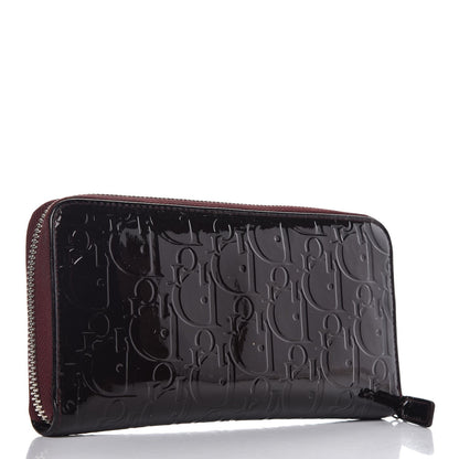 Christian Dior Patent Ultimate Voyageur Zip Around Wallet Bordeaux 3 of 10