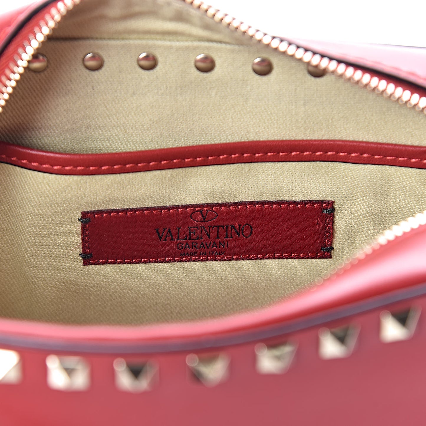 Calfskin Rockstud Camera Crossbody Bag Red