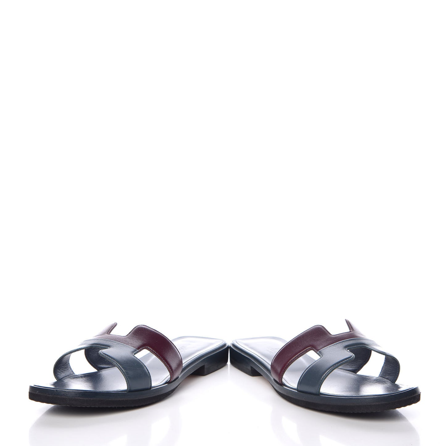 Box Calfskin Oran Sandals 37 Bleu Ardoise Bordeaux