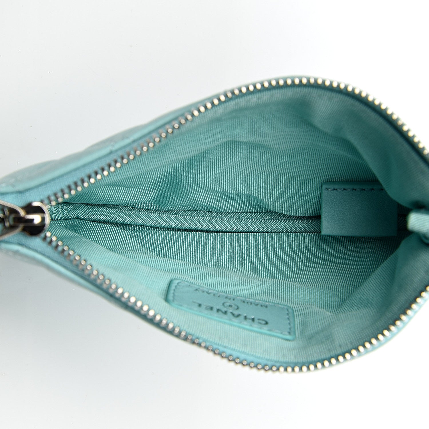 Chanel Lambskin Quilted Small Cosmetic Case Light Blue 4 of 7