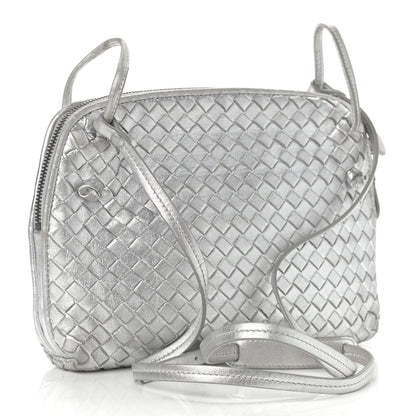 Bottega Veneta Metallic Nappa Intrecciato Nodini Crossbody Messenger Silver 3 of 11