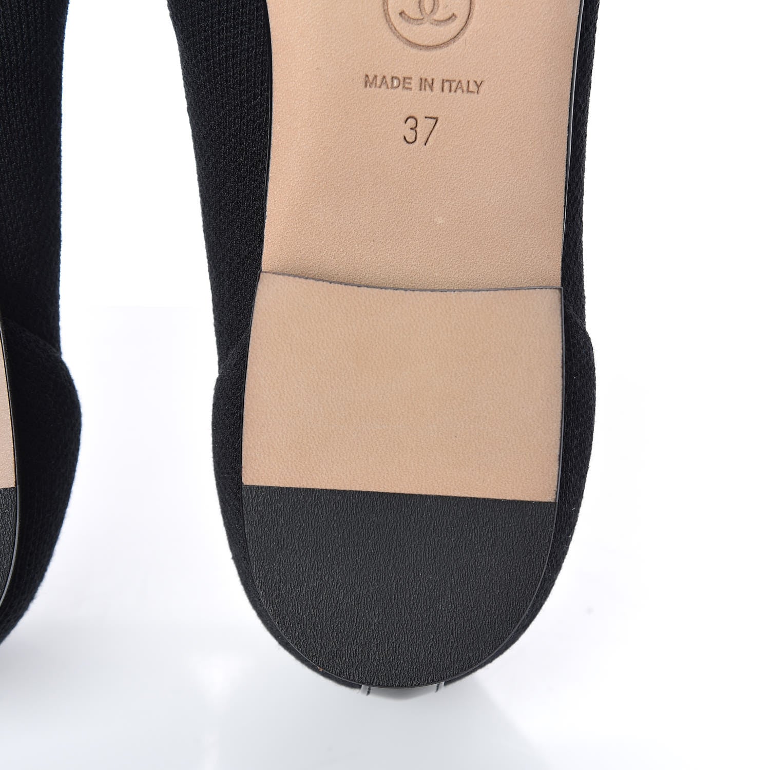 Chanel Fabric Patent CC Cap Toe Ballerina Flats 37 Navy Black 11 of 11