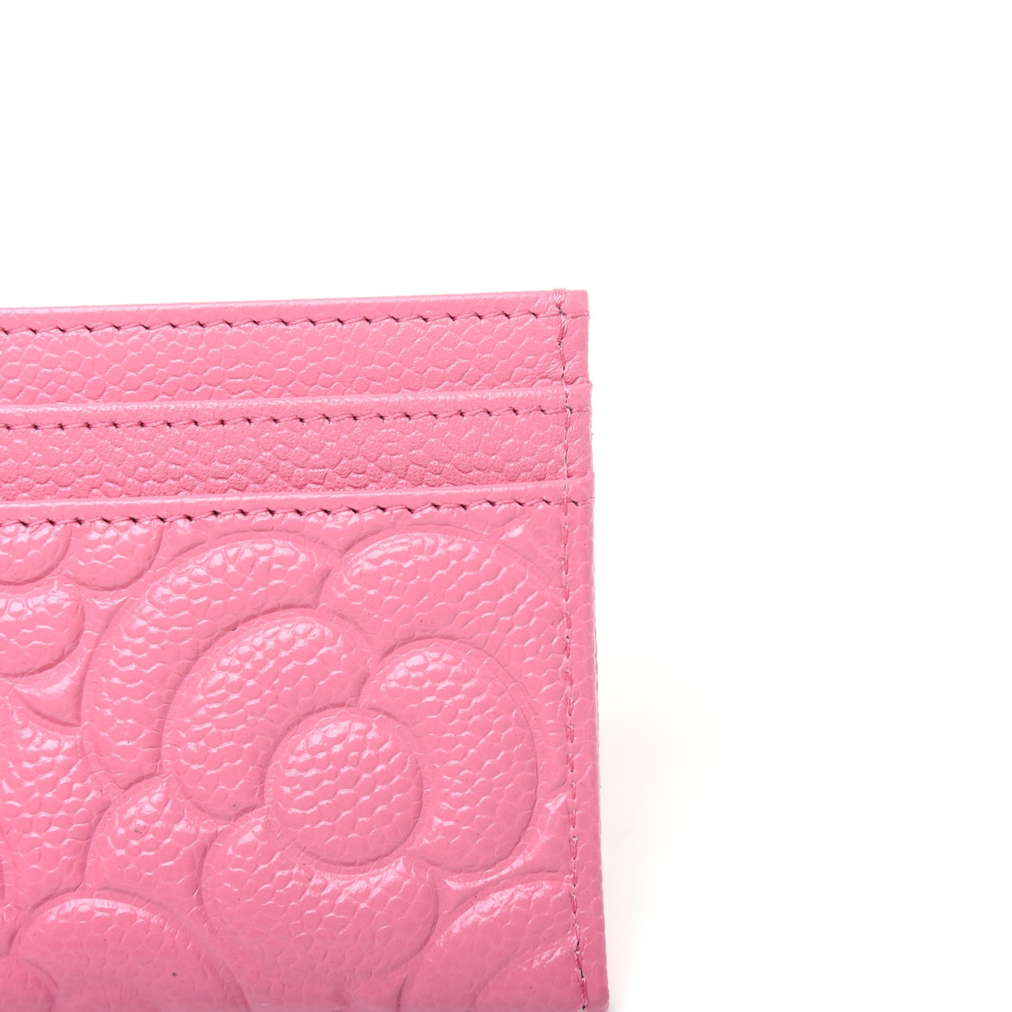 Caviar Camellia Embossed Card Holder Pink