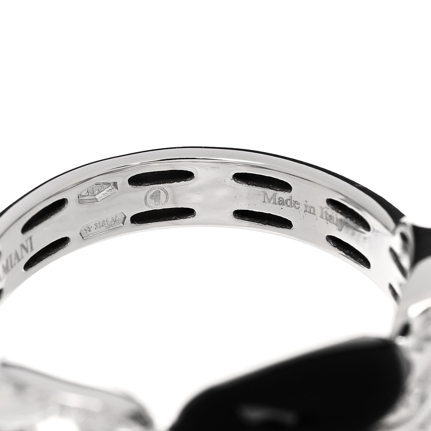 Damiani 18K White Gold Diamond Ceramic D.Lace Ring 54 7 Black 5 of 5
