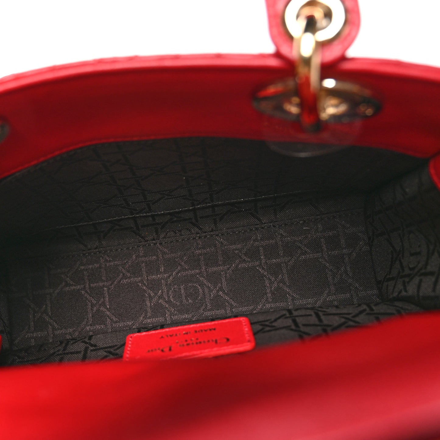 Lambskin Cannage Small Lucky Badges My Lady Dior Red