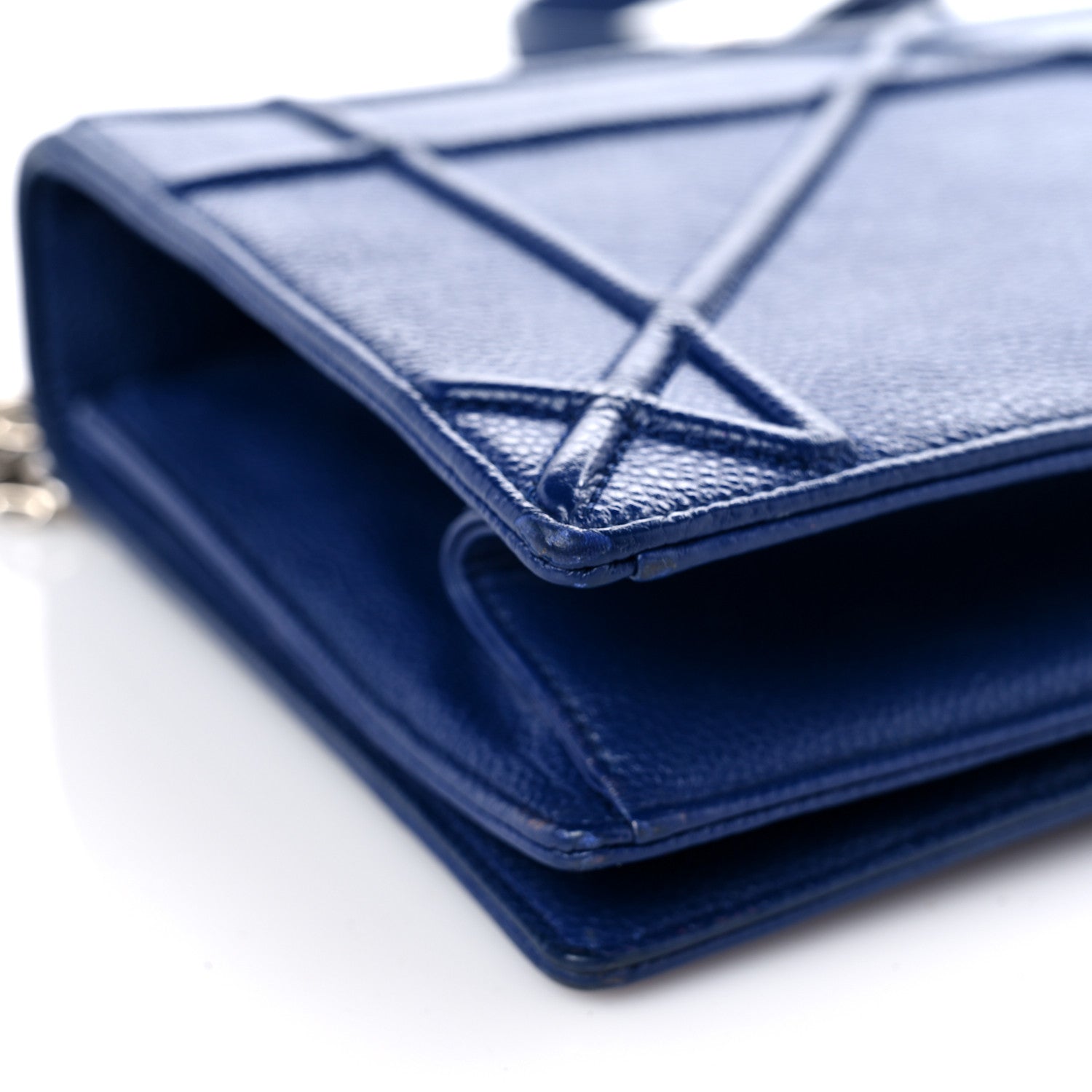 Christian Dior Grained Calfskin Medium Diorama Flap Bag Blue 8 of 15