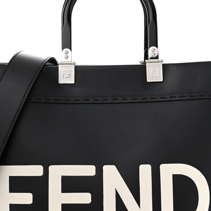 Fendi Vitello King Plexiglass Medium Fendi Sunshine Shopper Tote Black White 7 of 12