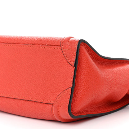 Celine Drummed Calfskin Nano Luggage Red 10 of 17