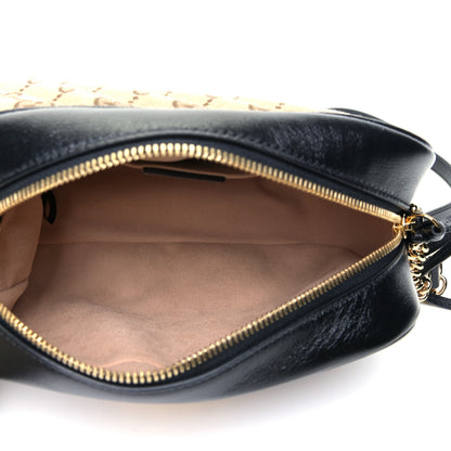 Gucci Monogram Matelasse Diagonal Small GG Marmont Chain Shoulder Bag Beige Black 4 of 5