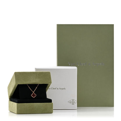 Van Cleef & Arpels 18K Rose Gold Carnelian Sweet Alhambra Pendant Necklace 3 of 5