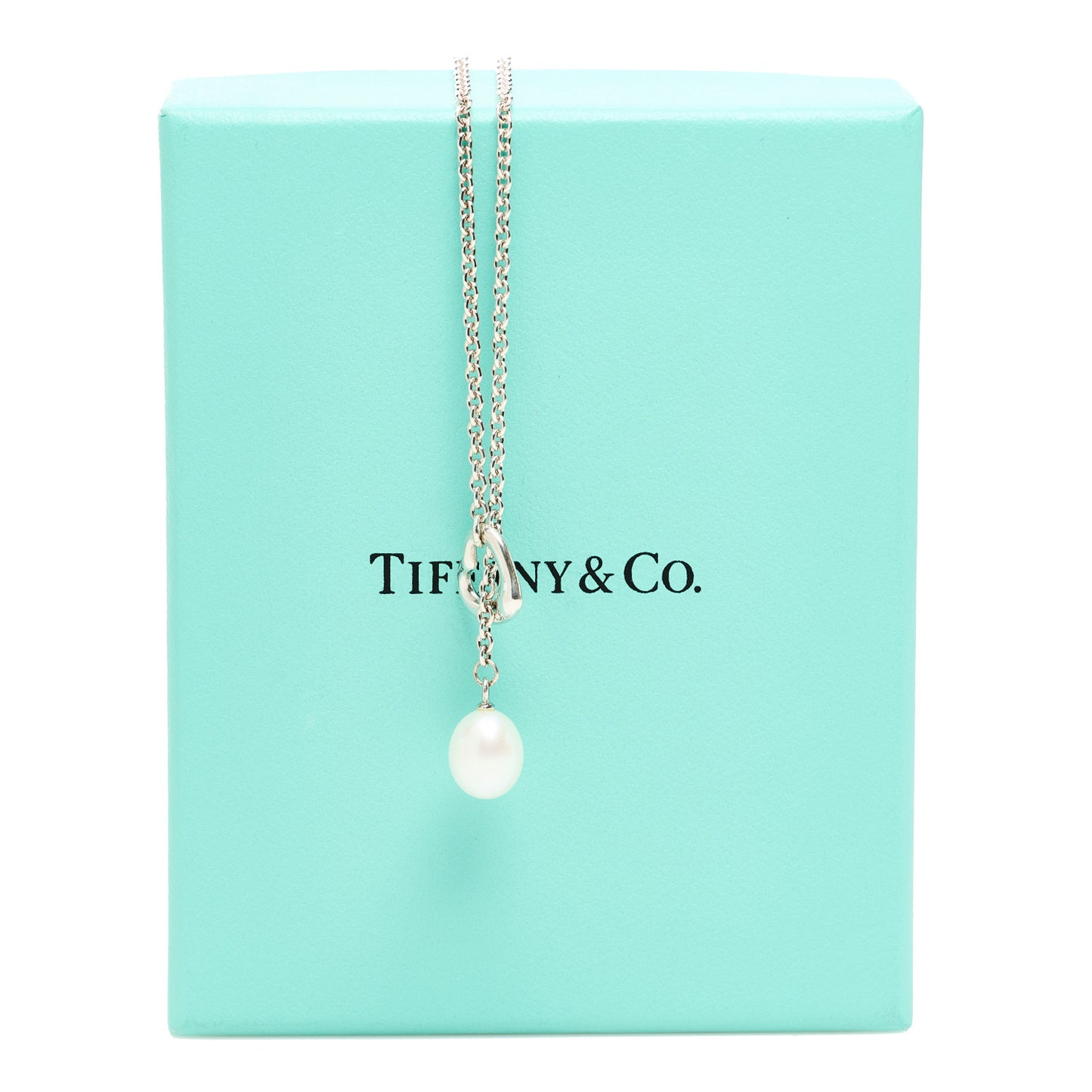 Sterling Silver Cultured Pearl 7.5-8mm Elsa Peretti Open Heart Lariat Necklace