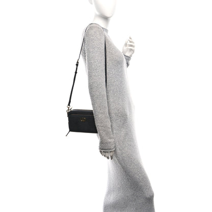 Christian Dior Grained Calfskin Caro Double Pouch Black 2 of 10