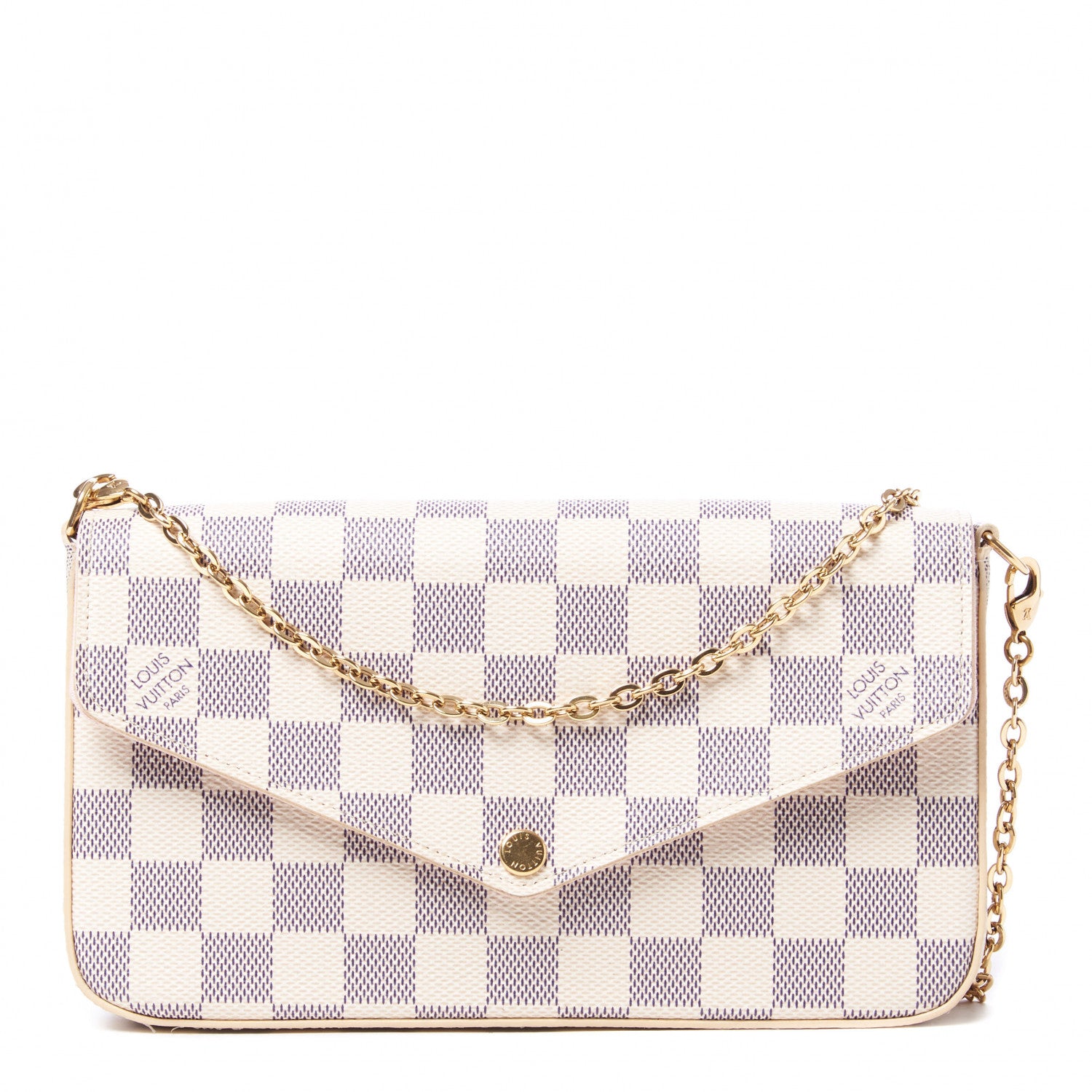 Louis Vuitton Damier Azur Pochette Felicie Chain Wallet Rose Ballerine 1 of 8