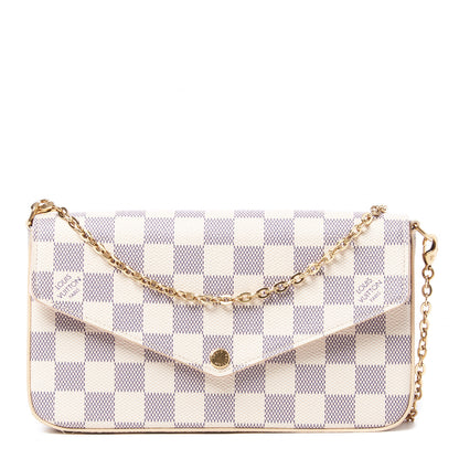 Louis Vuitton Damier Azur Pochette Felicie Chain Wallet Rose Ballerine 1 of 8