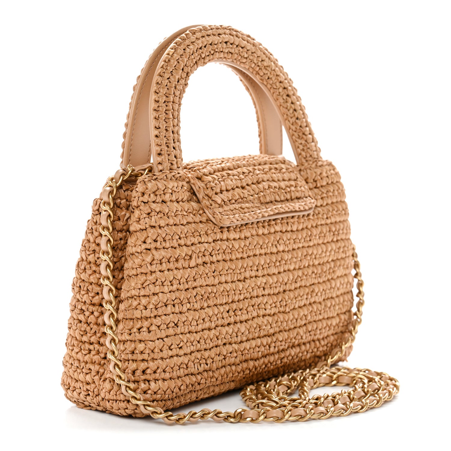 Chanel Braided Raffia Nano Kelly Flap Bag Dark Beige 2 of 11