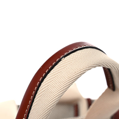 Chloe Cotton Calfskin Small Woody Ribbon Tote With Strap White Brown 19 of 20