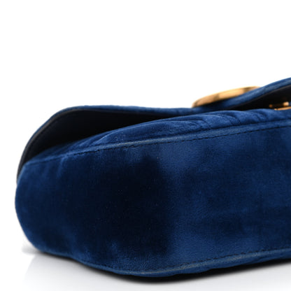 Gucci Velvet Matelasse Mini GG Marmont Shoulder Bag Cobalt Blue 10 of 11