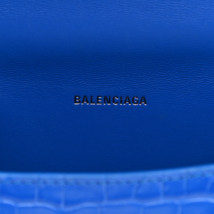 Balenciaga Shiny Calfskin Crocodile Embossed Hourglass Top Handle Bag XS Royal Blue 6 of 13