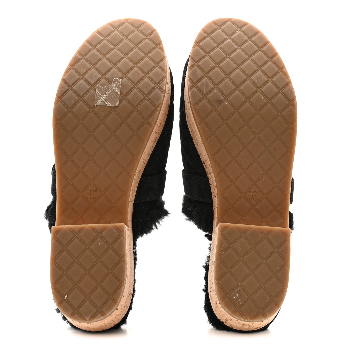 Suede Calfskin Shearling Turn Lock Clogs 41 Black