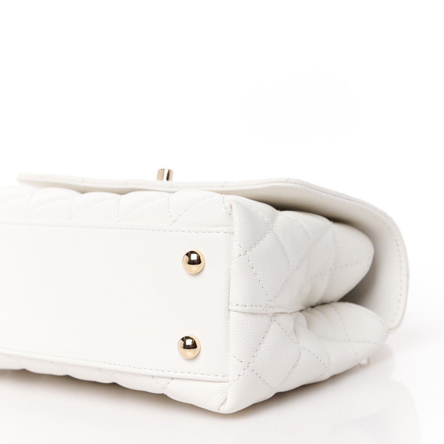 Caviar Quilted Mini Coco Handle Flap White