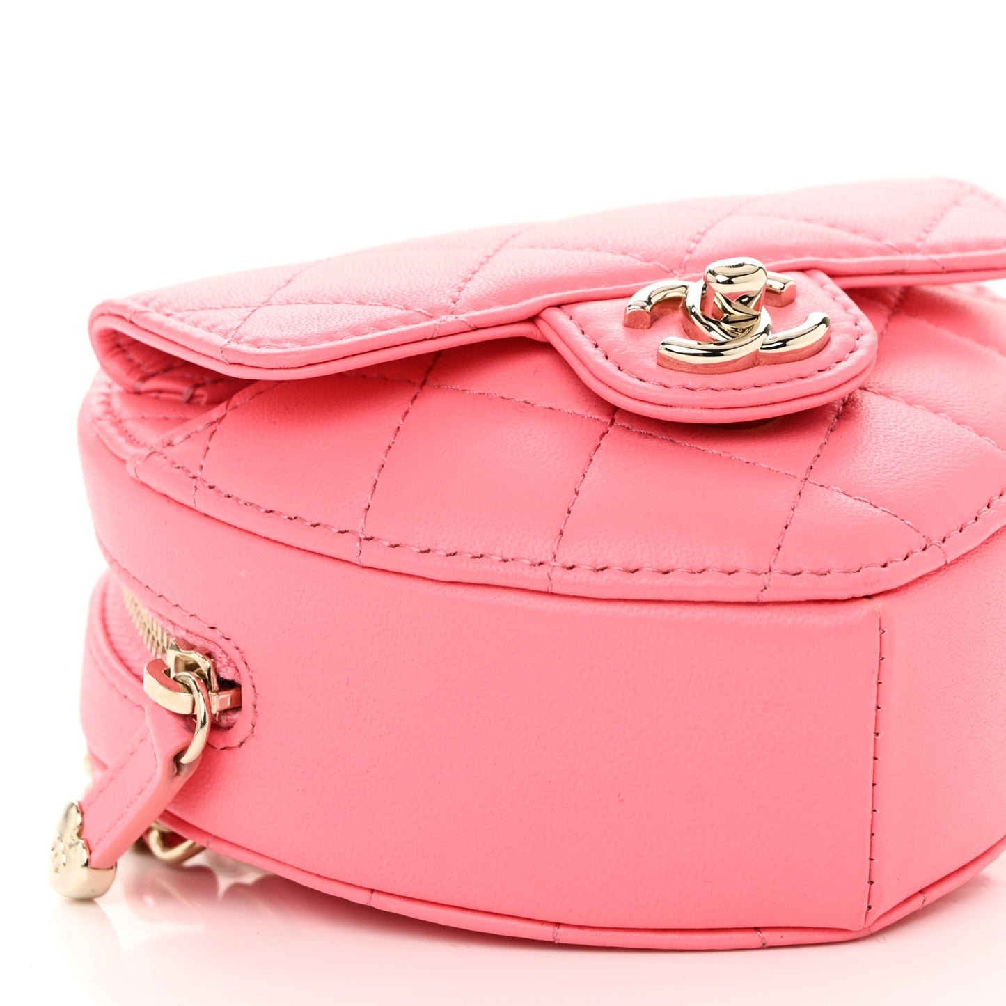 Lambskin Quilted CC In Love Heart Clutch With Chain Pink