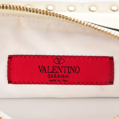 Valentino Garavani Calfskin Medium Rockstud Zip Pouch Ivory 6 of 7