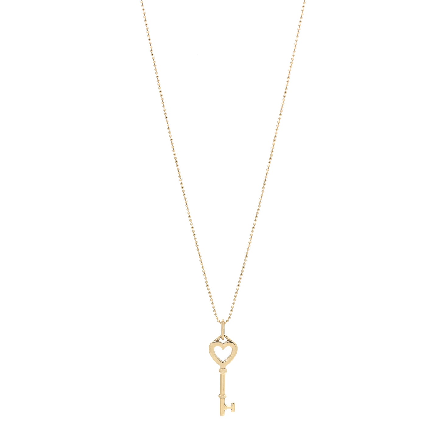 18K Yellow Gold Mini Heart Key Pendant Necklace